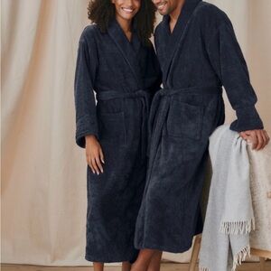 NWT The White Company Luxurious 100% Cotton Navy Bathrobe in XL
